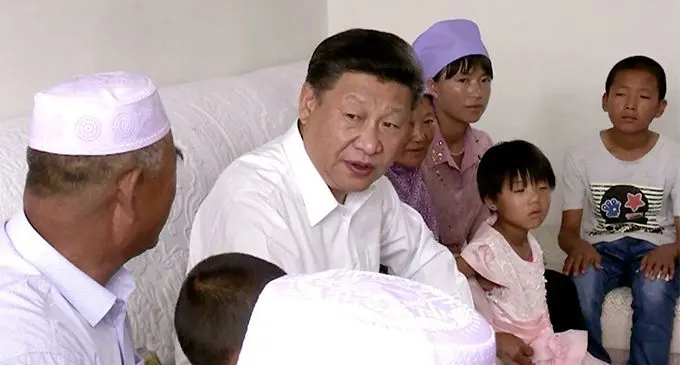 Chinese President Xi Jinping visiting villagers.