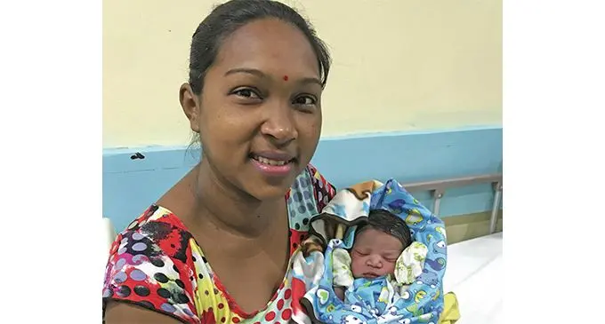 Ishika Chand with her newborn baby at the CWM Hospital yesterday. Photo: Neelam Prasad