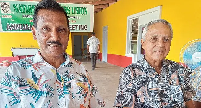 National Farmers Union general-secretary Mahendra Chaudhry (right) with National Farmers Union national president Surendra Lal. Photo: Shratika Naidu