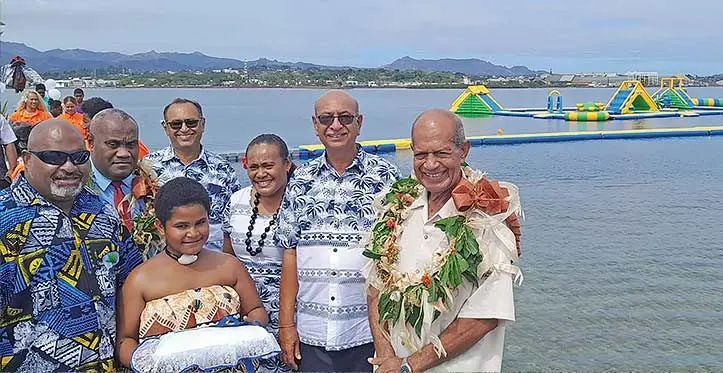 Taukei Vidilo Ratu Wiliame Bouwalu (right) with stakeholders during the launch. Photo: Waisea Nasokia