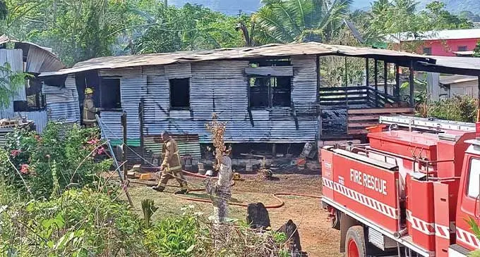 The three-bedroom house that was destroyed in a fire at Vunivau, Labasa on September 24, 2024. Photo: Shratika Naidu