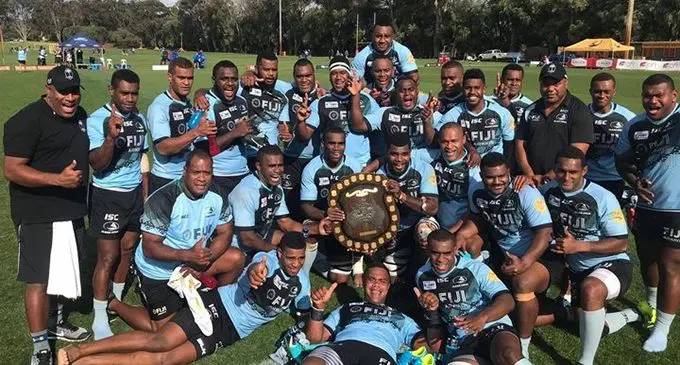 Fiji Airways Fijian Drua team after winning the Australian National Rugby Championship.  
