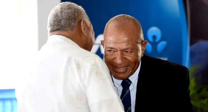 Fiji Corrections Service inmate,Qaranivalu Ratu inoke Takiveikata hugs Prime Minister,Voreqe Bainamarama during the Fiji Corrections Church service at ANZ Stadium yesterday. pic......RAMA