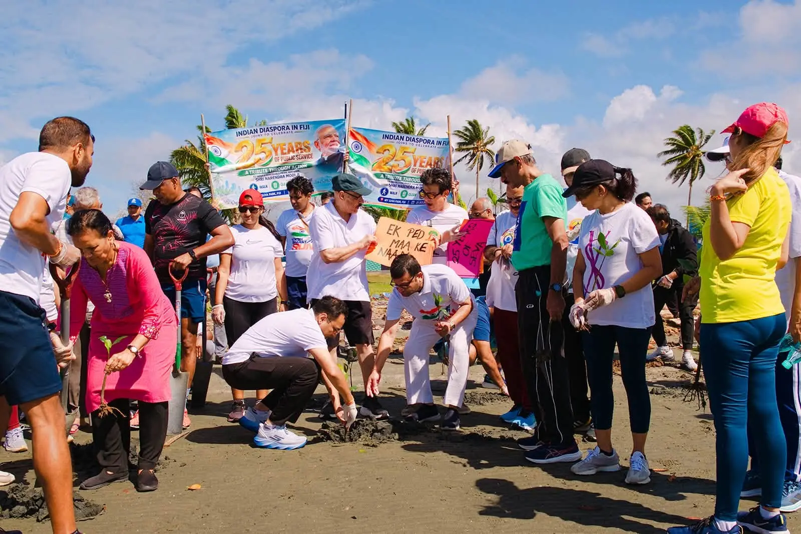 The mangrove planting was inspired by Mr Modi's Ek Ped Maa Ke Naam initiative, which encourages tree planting.