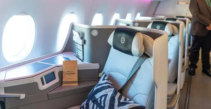 Business class on board a Fiji Airways A350.