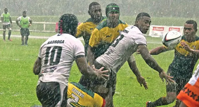 Skipper Cup action between Nadroga and Tailevu at Sigatoka’s Lawaqa Park on March 19, 2022. Nadroga won 29-14. Photo: Waisea Nasokia.