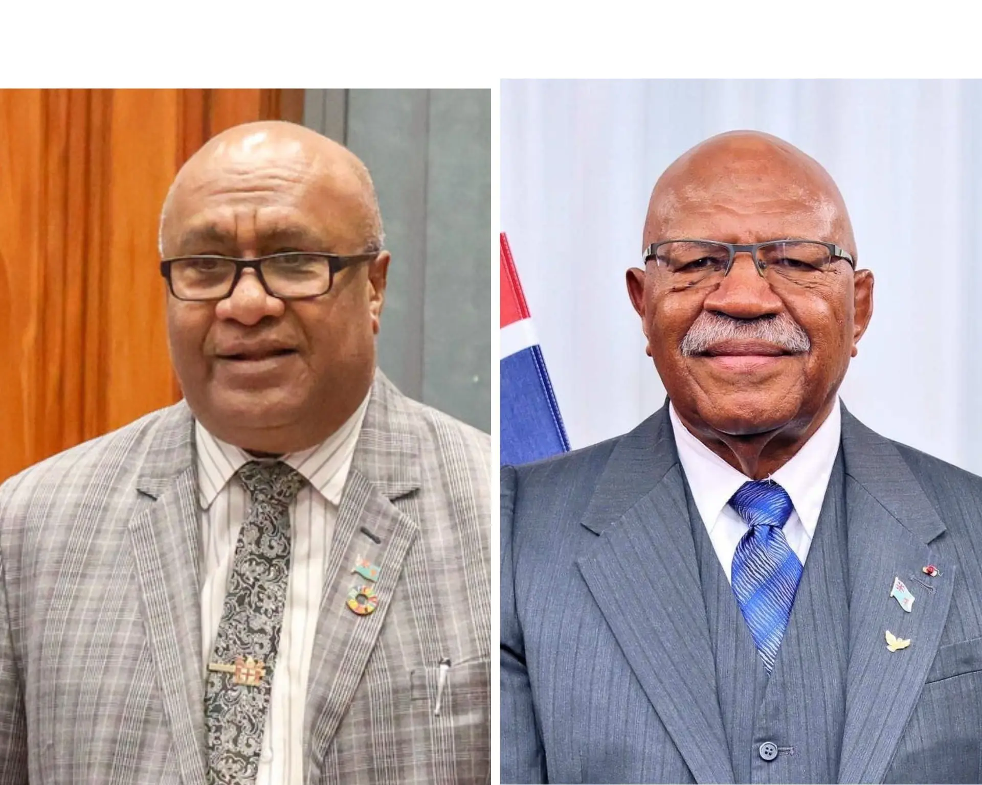 Forner Deputy Prime Minister and Minister for Trade, Co-operatives, Small and Medium Enterprises, and Communications Manoa Kamikamica (left) and Prime Minister Siteveni Rabuka.