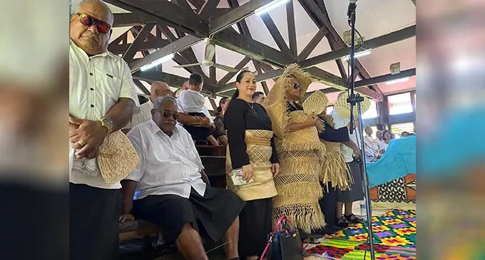 Family members of the late Ratu Epeli Ganilau during the funeral service at the Willam Cross Memorial Church in Somosomo, Taveuni on March 31, 2023. Photo: Ro Teimumu Kepa Facebook