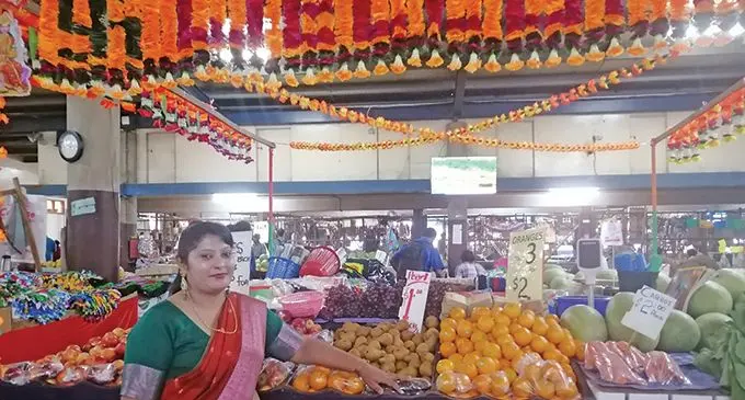 Arti Singh at her decorated table in Lautoka market. Photo: Mereleki Nai