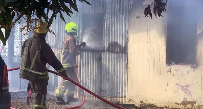 National Fire Authority (NFA) officers attending to the fire at Vatuwaqa, Suva on September 12, 2022. Photo: Wati Talebula-Nuku