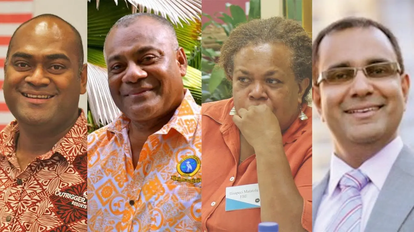 Some of the potential candidates for the Fiji Tourism CEO post: From left Petero Manufolau, Jo Tuamoto, Ilisapeci Matatolu and Paresh Pant.