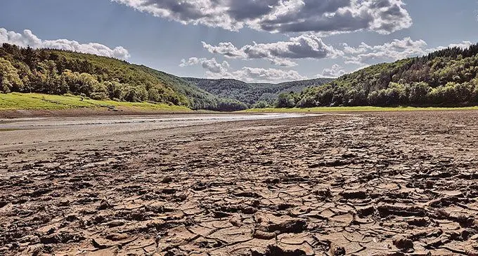 The dry season in 2020 lowered a Water Authority of Fiji reservoir water catchment levels. Photo: Water Authority of Fiji
