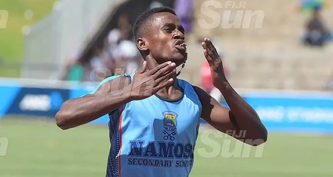 Namosi Secondary School’s Pita Benedito celebrates winning the inter-boys 800 metres final during the Suva Zone 1 at the ANZ Stadium, Suva on February 28, 2020. Photo: Ronald Kumar