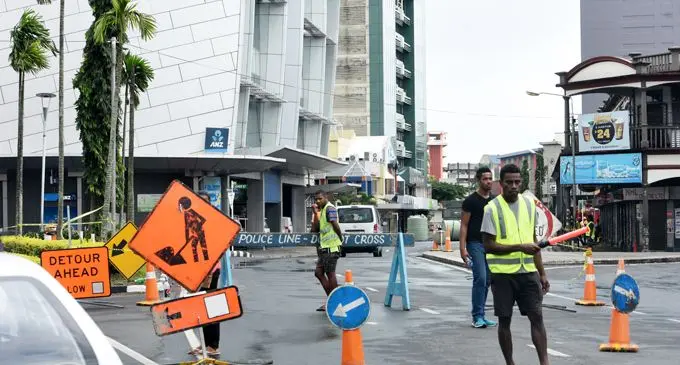 Road works in Suva, Fiji