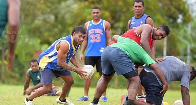 (sev- Tailevu Rugby number 9, Simione Kuruvoli (left) during training in Nausori on September 9, 2020. Photo: Ronald Kumar