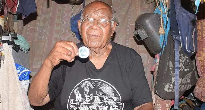 Veisoni Rainima, 78, of Nukui Village, Rewa after he cast his vote from home during pre-polling on December 6, 2022. Photo: Ronald Kumar