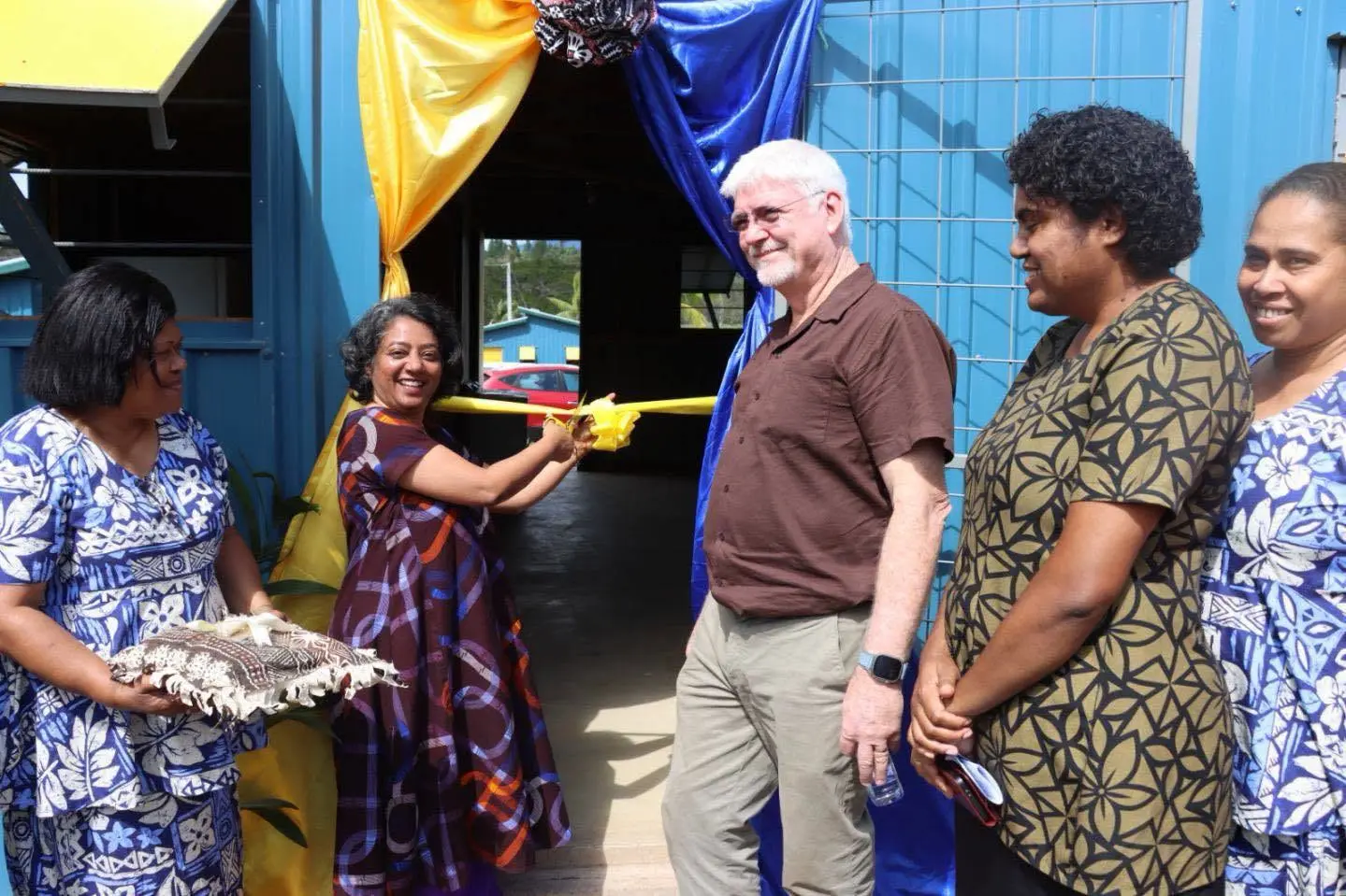 Minister for Women, Children and Social Protection Sashi Kiran (second from left) and Koroipita general manager Paul Forrester (third from left) at the Koroipita community aged care model homes in Lautoka. Photo: Ministry of Women, Children and Social Protection