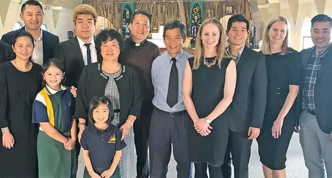 The Chan and Seeto families after the remembrance service for the late Dixon Seeto that was held on Tuesday at the Holy Family Catholic Church, Indooroopilly, Brisbane, Australia. Photo: Seeto Family