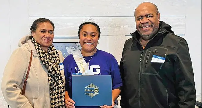 Deborah Selenia Vasuilakeba is pictured with her aunt Selenia and uncle Aseri Kunawave.