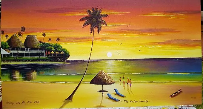 A picturesque scene painted by Timoci Sokiwasa.   Photo: Charles Chambers 