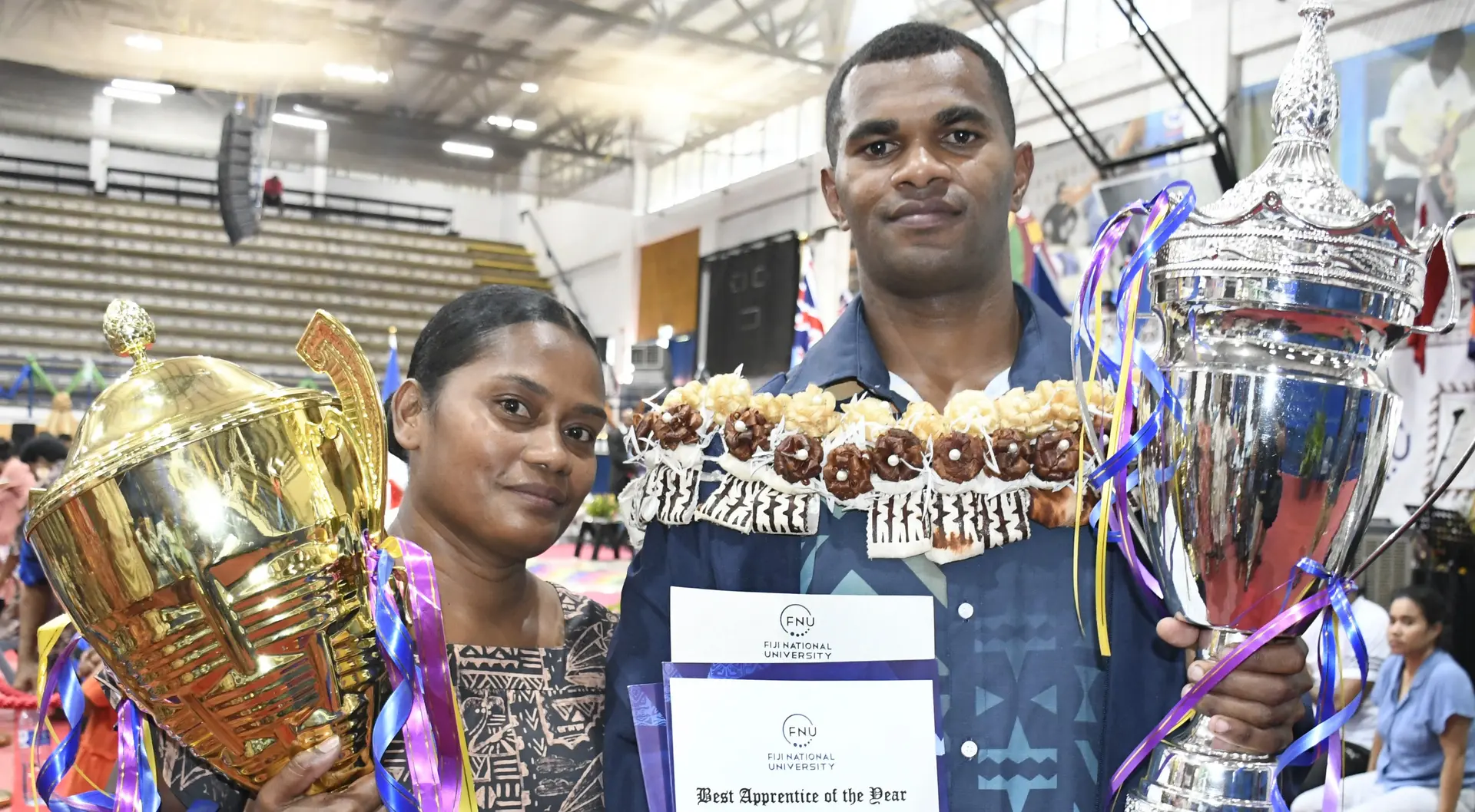 Fiji National University’s Best Overall Apprentice Ravulo Kuruduadua.