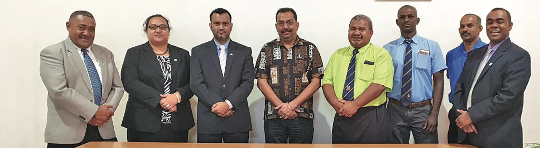 Chairperson of the Standing Committee for Justice, Law and Human Rights Alvick Maharaj (third from left), with committee members and representatives of religious organisations at Lautoka City Council Chambers on April 10, 2019. Photo: Rohit Kumar.