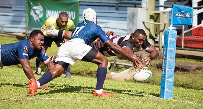 Action from the Development clash between Naitasiri and Nadi at Ratu Cakobau Park, Nausori, today. Photo: Leon Lord.