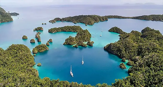 An aerial view of Qilaqila, Vanuabalavu in the Lau Group