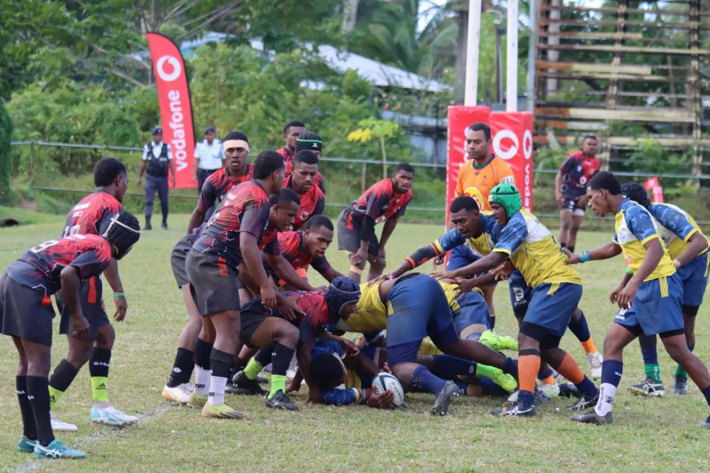 Northland Under-20 forwards compete in the breakdown against Northern Bulls at Ratu Cakobau Park, Nausori, on July 14, 2026. Photo: FRU Media