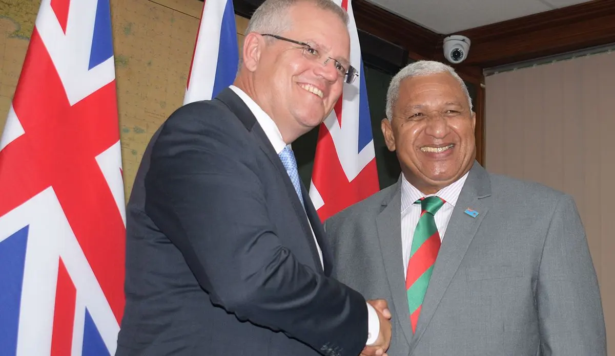 Australian Prime Minister Scott Morrison (left), with Prime Minister Voreqe Bainimarama meet in Suva on January 17, 2019.   Photo: Simione Haravanua
