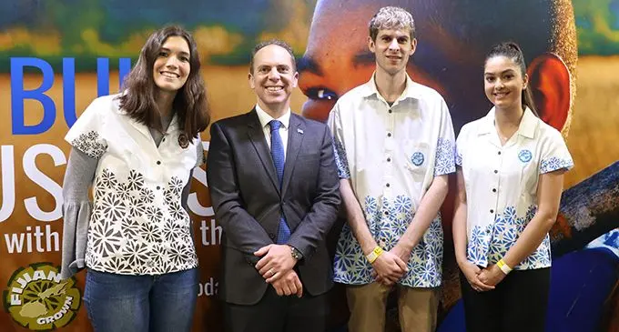 From left: Fiji Trade Commission to New Zealand Marketing and Communications officer Camila Eiras, Trade and Investment manager Peter Rudd, Business Advisor Daniel Corbett, Marketing and Research Intern Sharleen Singh. Photo: Fiji Trade Commission