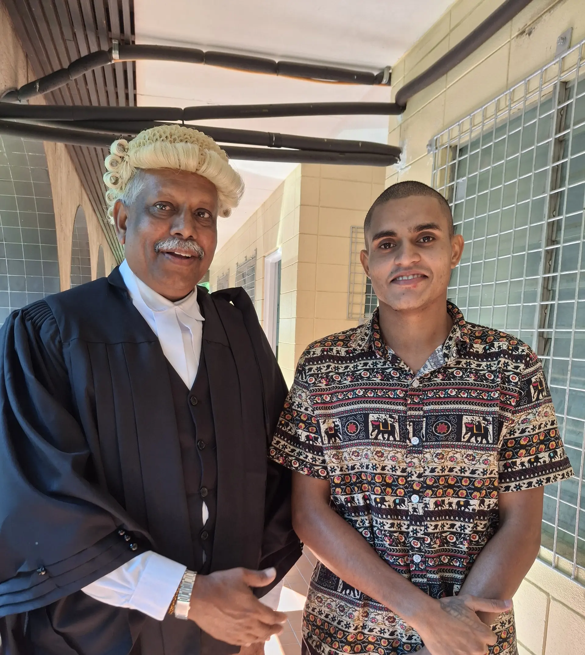Sahil Thomas Valentine with his lawyer, Anil Prasad at the High Court in Lautoka.