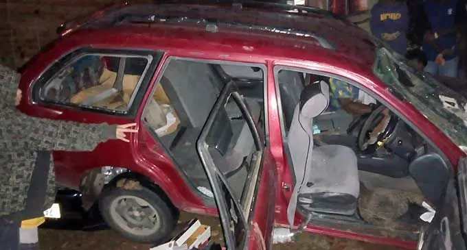 The car that was damaged in Kalekana Settlement recently. Photo: Facebook