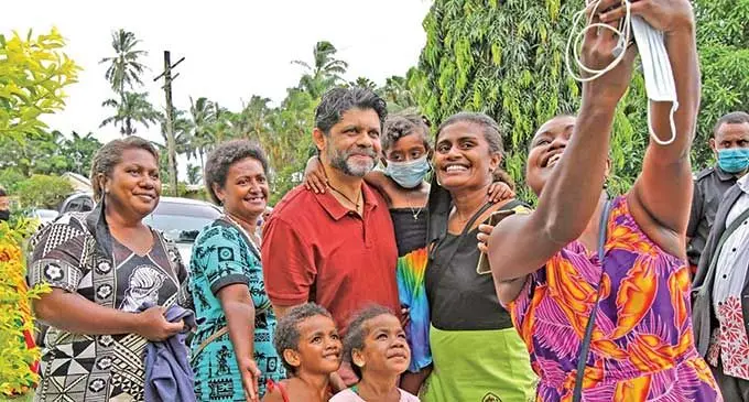 Attorney-General and Minister for Economy Aiyaz Sayed-Khaiyum meets the women and children of Ovalau on February 28, 2022.  Photo: DEPTFO News