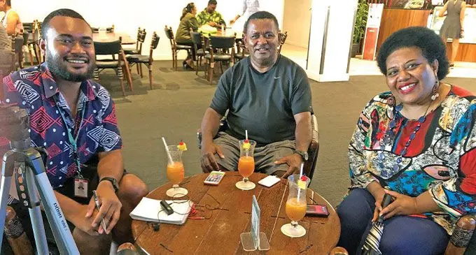 Kalisito Vunidilo (centre), with wife Tarisi Sorovi-Vunidilo. Photo: Josefa Babitu