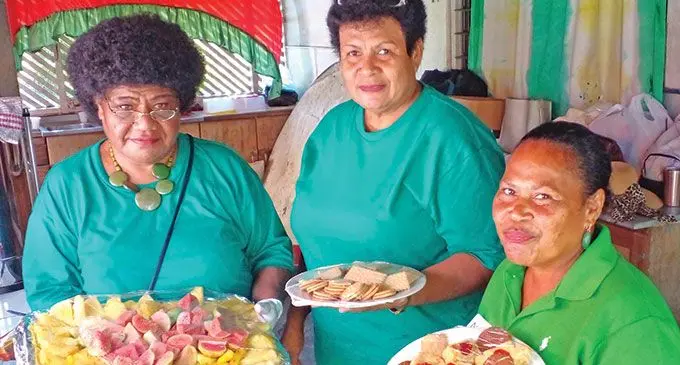 Transformation International (Fiji) Livelihood programme co-ordinator Laite Tuwai Nasau (left), with members Lavenia Finau and  Nancy Razgood . Photo: Salote Qalubau