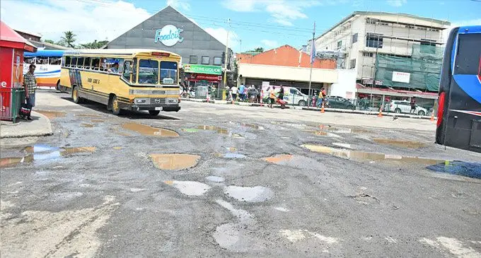 The current state of the road at the Suva Bus Stand on February 6, 2025. Photo: Ronald Kumar