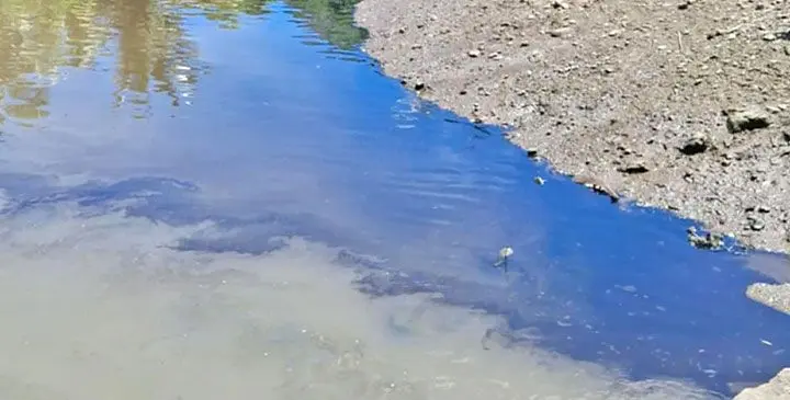 Black oil seen polluting Vunavutu River.