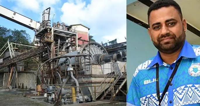 Equipment at Vatukoula Gold Mines Limited (Left) and the Acting director for Mineral Resources Department, Raymond Mohammed(Right).
