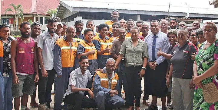 Minister for Housing and Local Government, Maciu Nalumisa with Ba Town Council union members on February 26, 2025. Photo: Mereleki Nai