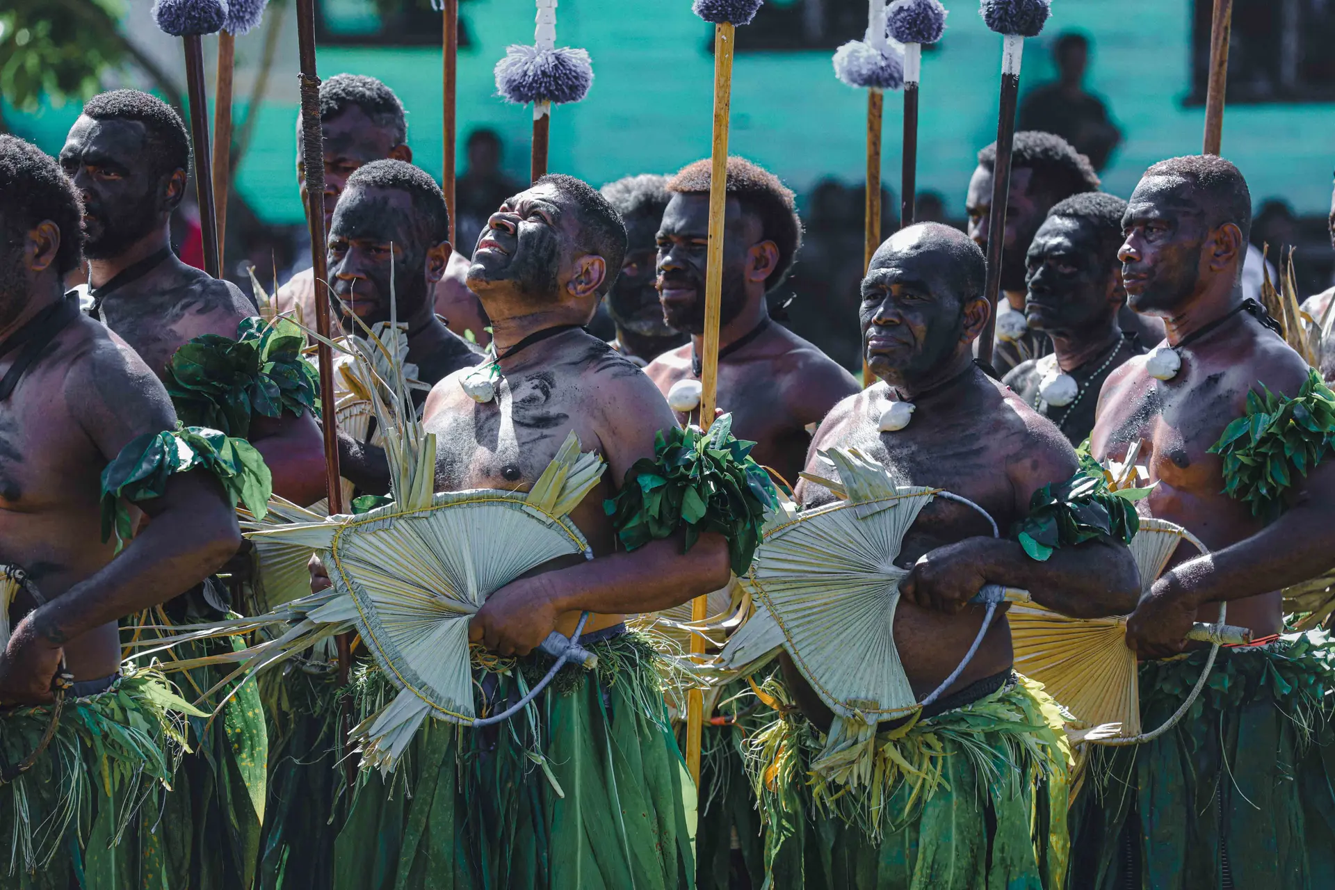 Men of Vaturova perform the traditional Meke ni Ranadi at Korotasere Village in Vaturova during the Cakaudrove Provincial Council meeting on June 4, 2026.