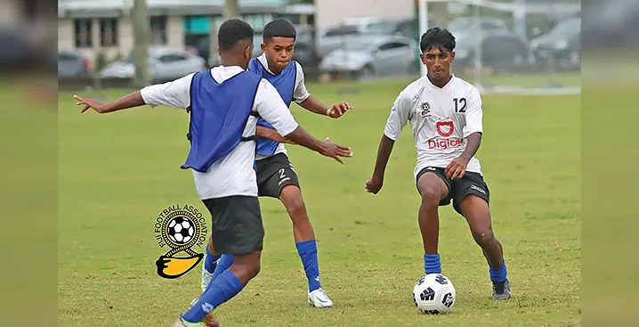 Members of the Digicel Junior Bula Boys squad training at the Fiji Football Academy grounds in Vatuwaqa, Suva on January 16, 2023. Photo: Fiji FA Media