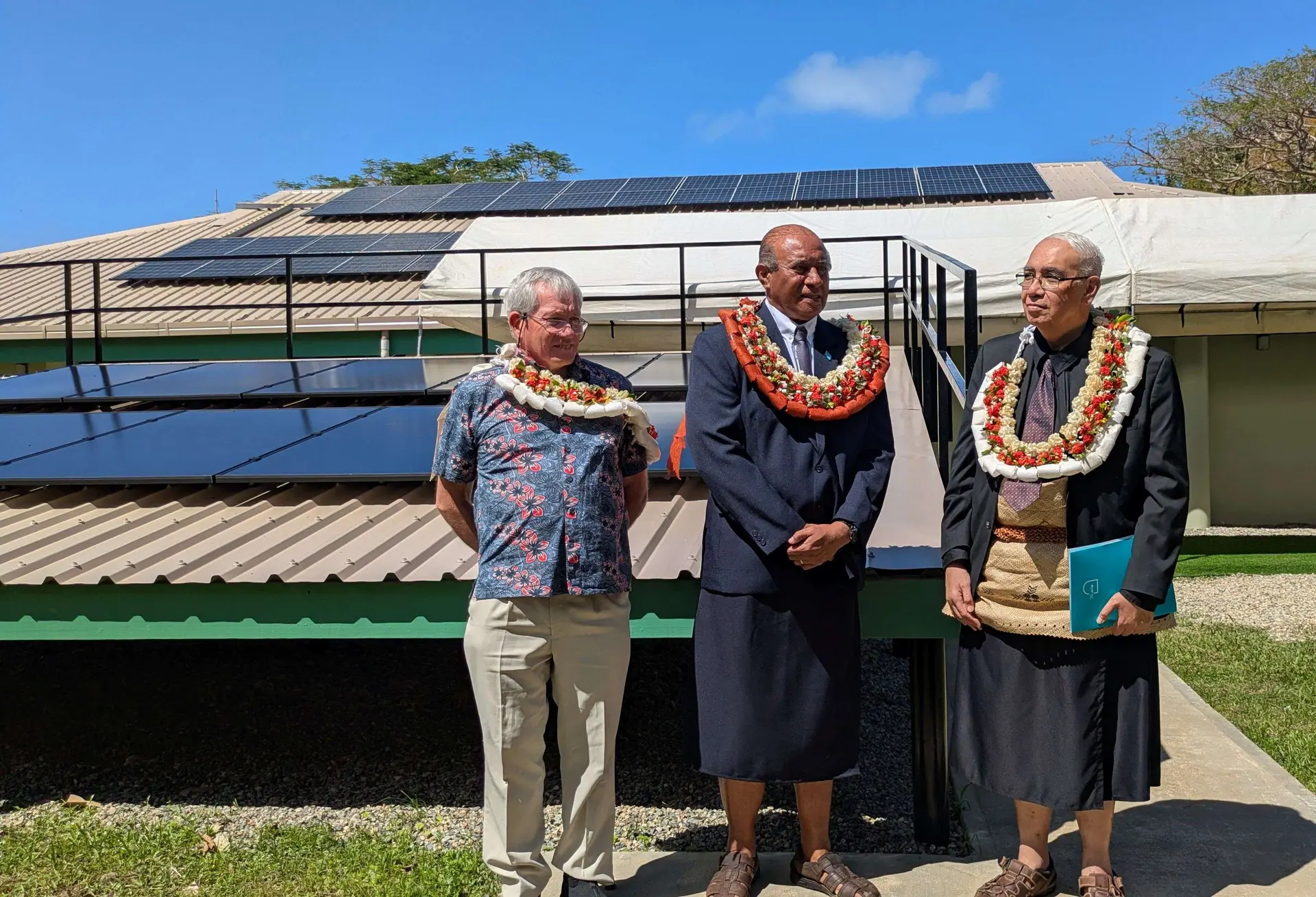 From left Geoff Stapleton, representing The Philanthropic Foundation; Fiji's Minister for Public Works, Meteorological Services and Transport, Honourable Ro Filipe Tuisawau; and USP Pro-Chancellor and