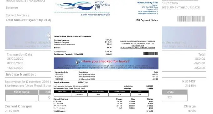 water bill