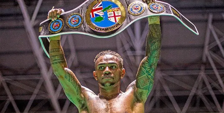 Fiji’s lightweight champion Mikaele Ravalaca.