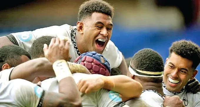 Flying Fijians players celebrate their win over  Georgia at the Autumn Nations Cup in Murrayfield, Scotland on December 6, 2020. Photo: Autumn Nations Cup