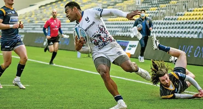 Siva Naulago’s  second try againts Worcester Warriors has been shortlisted for the Famous Grouse Gallagher Premiership try of the week for Rouund 12.   Photo: Bristol Bears