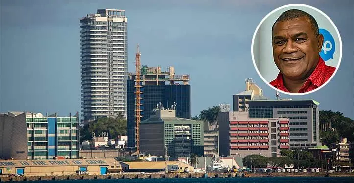 Looking into the capital city from the Suva Harbour... The view of the Central Business District. Photo: Leon Lord/ Inset: Kemueli Naiqama