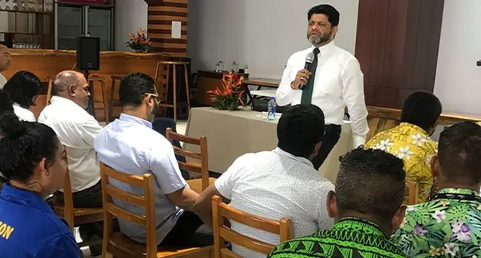 The Acting Prime Minister and Attorney-General Aiyaz Sayed-Khaiyum speaking at the Financial Year 2022-2023 National Budget Consultation at the Hot Springs Hotel in Savusavu on June 30, 2022. Photo: Shratika Naidu
