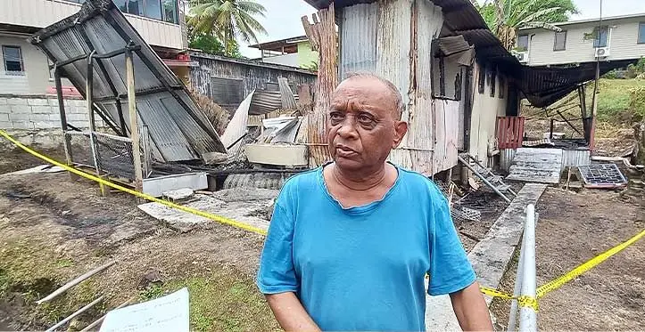 Home owner Ravindra Nath had his house on rent in Narere, Nasinu was destroyed in fire on Sunday night. Photo: Ronald Kumar